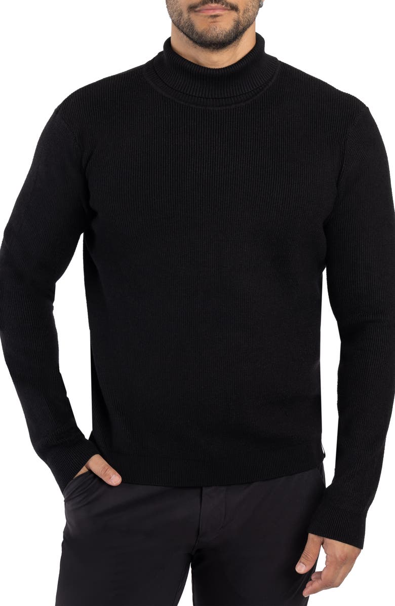 Spring + Mercer Ribbed Turtleneck Sweater, Main, color, Black
