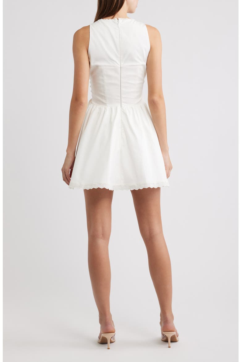 Rosalina Broderie Anglaise Lace-Up Minidress, Alternate, color, WHITE