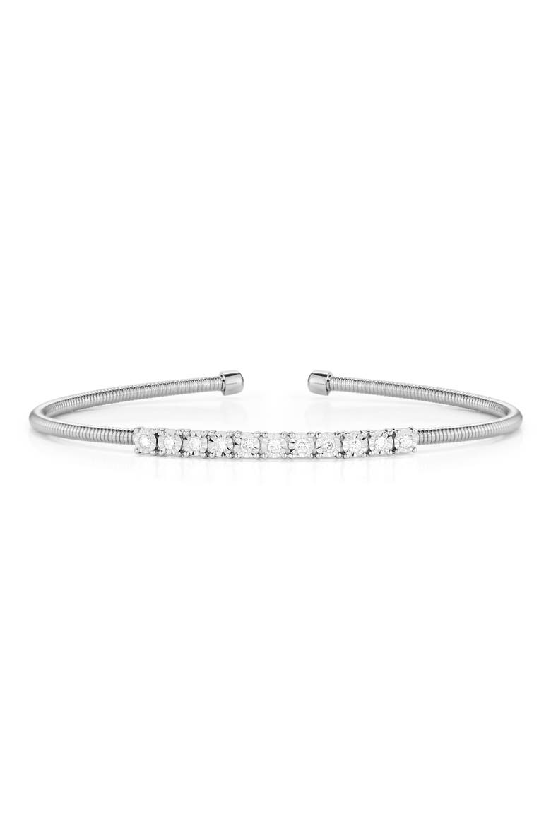 Ava Bea Flexi Diamond Cuff Bracelet, Main, color, WHITE GOLD