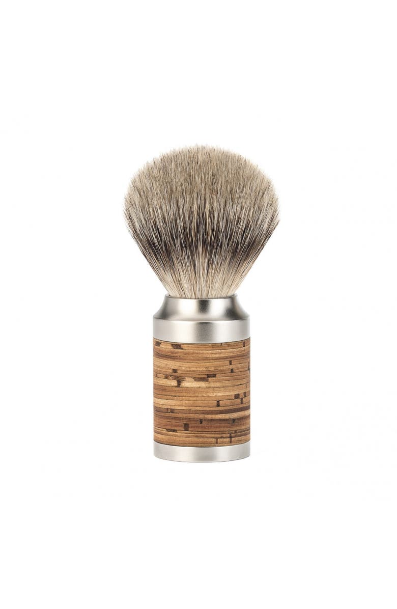 MÜHLE Rocca Stainless Steel & Birch Bark Silvertip Badger Shaving Brush, Main, color, Birch Bark