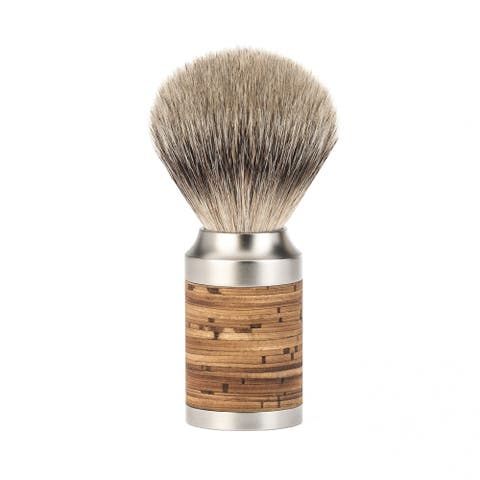 Rocca Stainless Steel & Birch Bark Silvertip Badger Shaving Brush