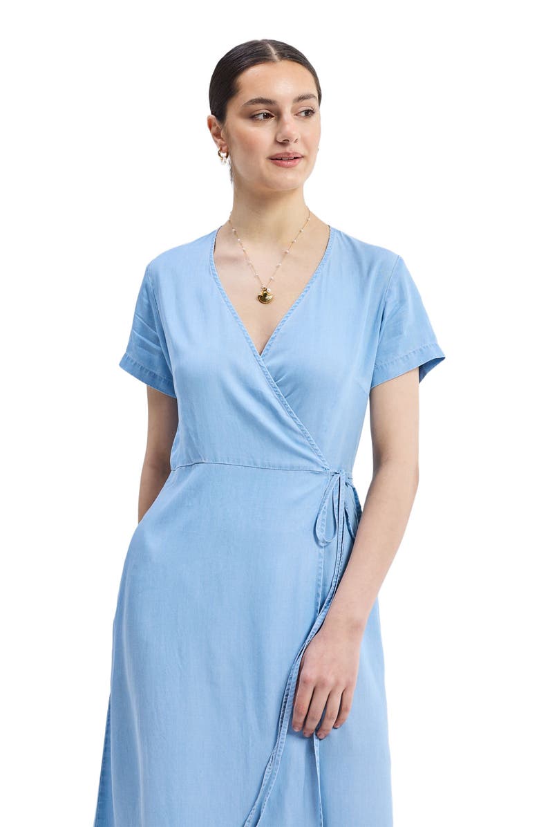 Reistor Maxi Wrap Dress in Light Blue, Alternate, color, Ocean Blue