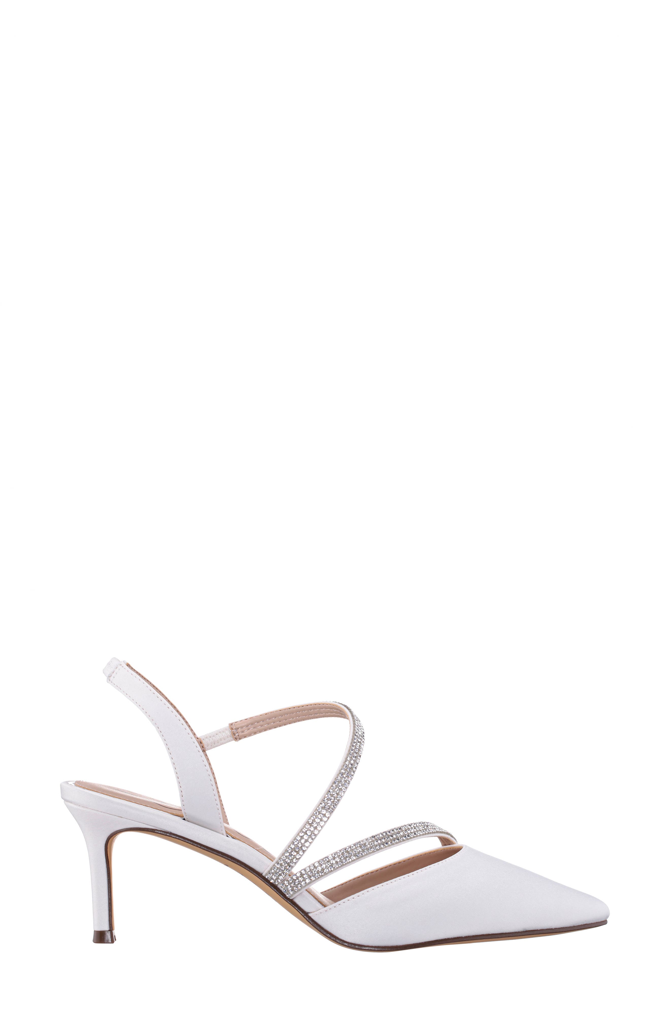 Nina Nela Slingback Pointed Toe Pump, Alternate, color, Ivory Sati