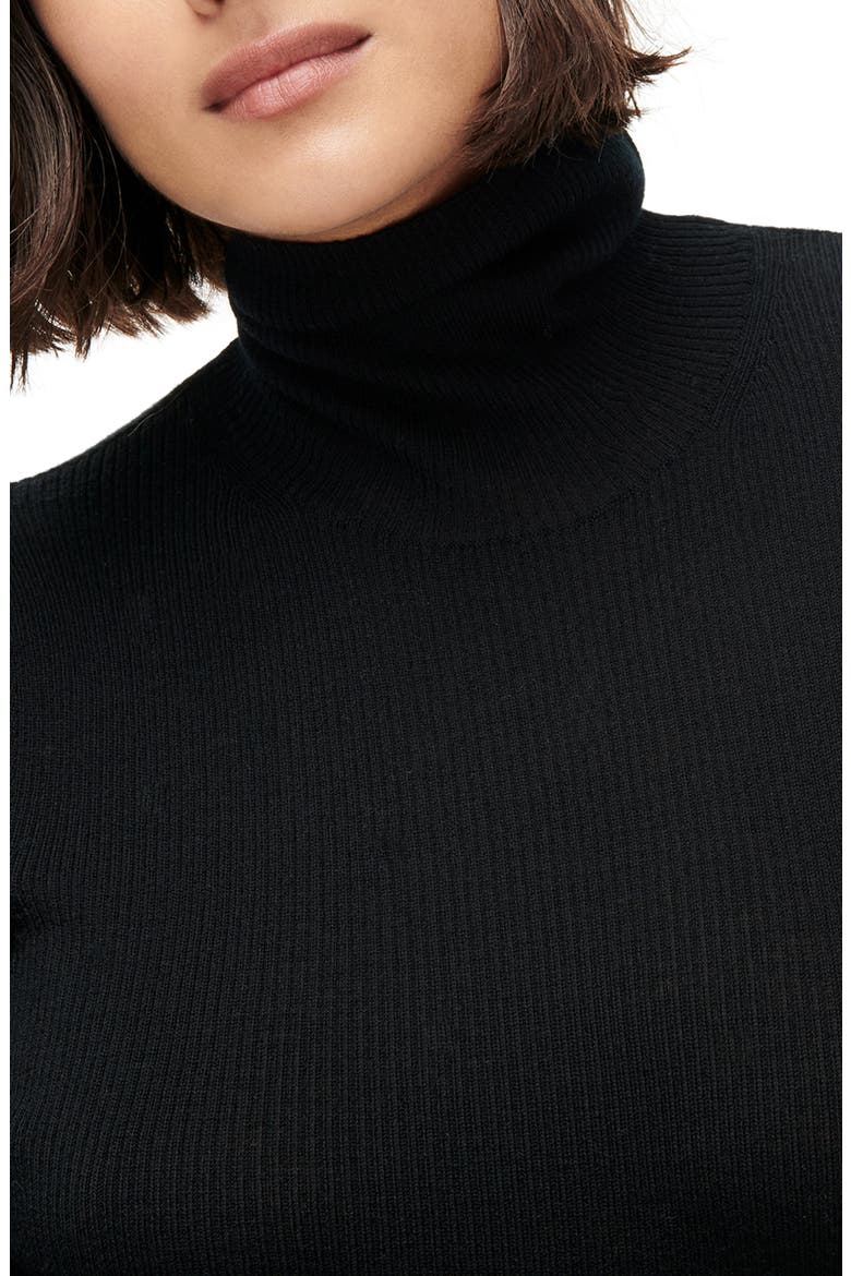 Balloon Sleeve Turtleneck Sweater, Alternate, color, BLACK