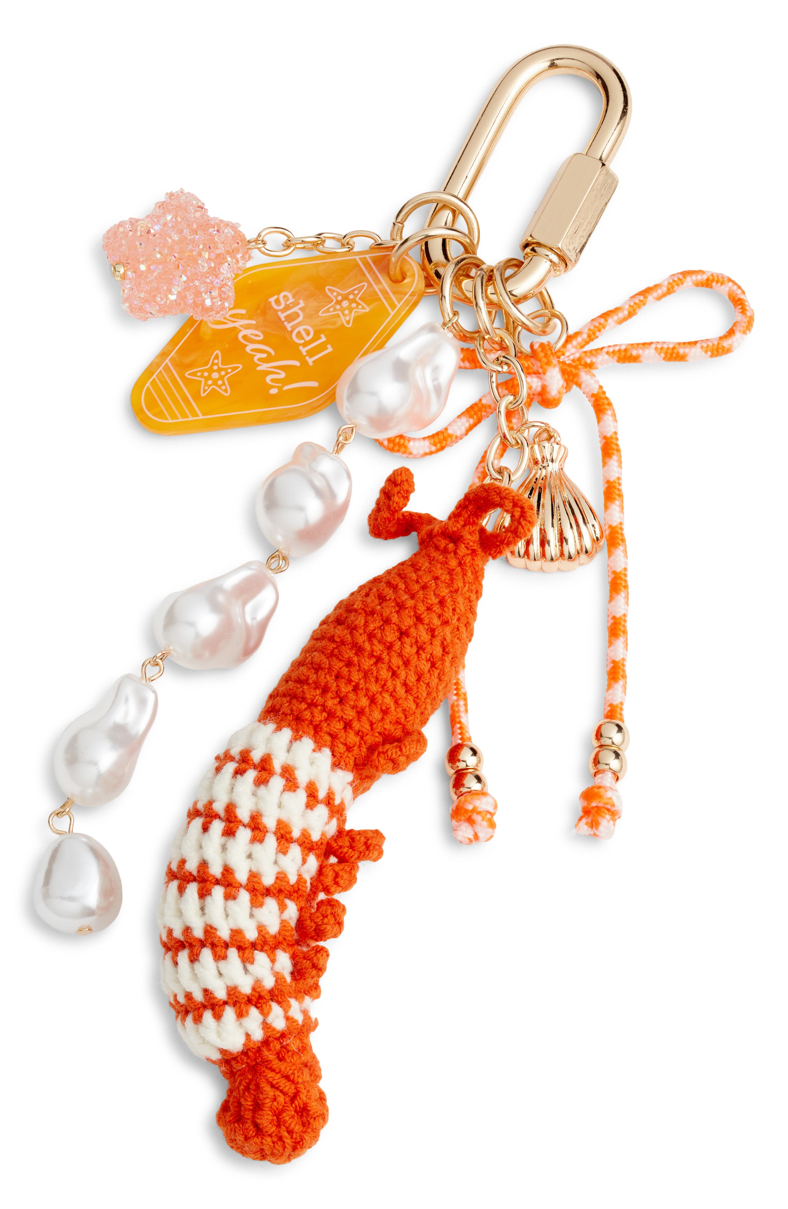 Chelsea28 Shrimp Cluster Bag Charm, Main, color, Orange Multi- Gold