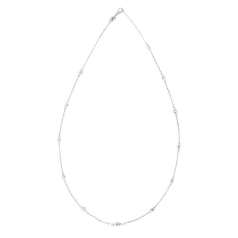 14K Gold 0.50cttw Bezel Diamond Station Necklace
