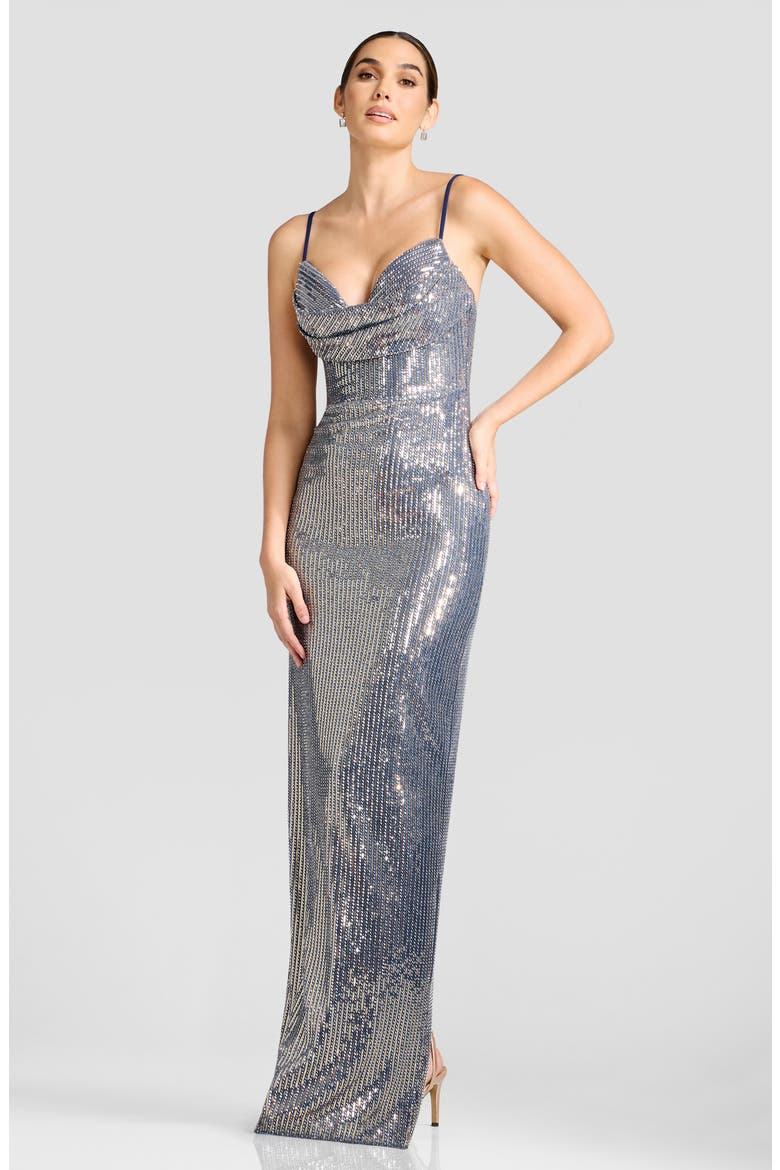 Elanora Sequin Column Gown, Alternate, color, NAVY-GOLD