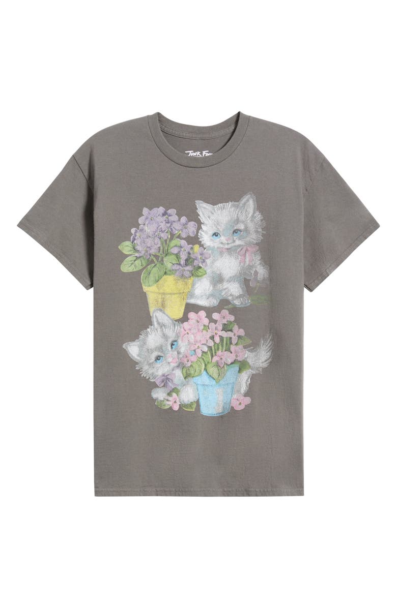 Junk Food Cats & Flowers Cotton Graphic T-Shirt, Alternate, color, Charcoal