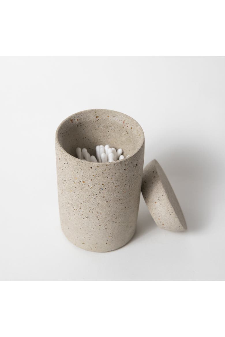 Cotton Swab Holder, Alternate, color, Natural Terrazzo