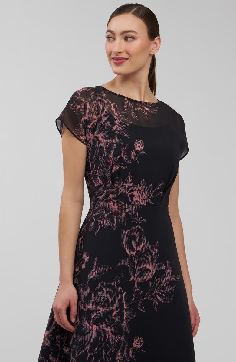 Kay Unger Mariellla Floral Cocktail Dress, Alternate, color, Carbon Multi
