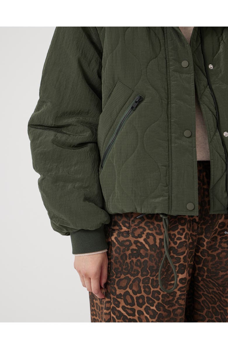 Hush Teddy Collar Quilted Bomber, Alternate, color, Grey Green