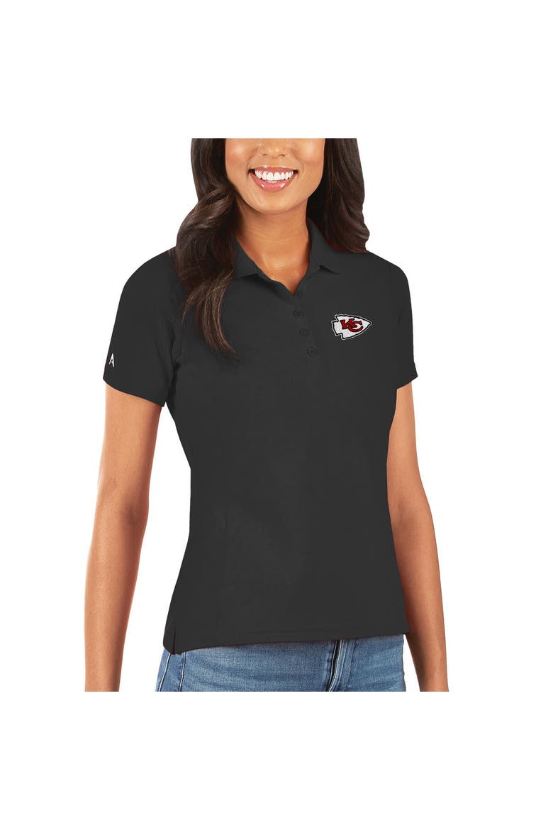 Women's Antigua Black Kansas City Chiefs Legacy Pique Polo, Main, color, Black