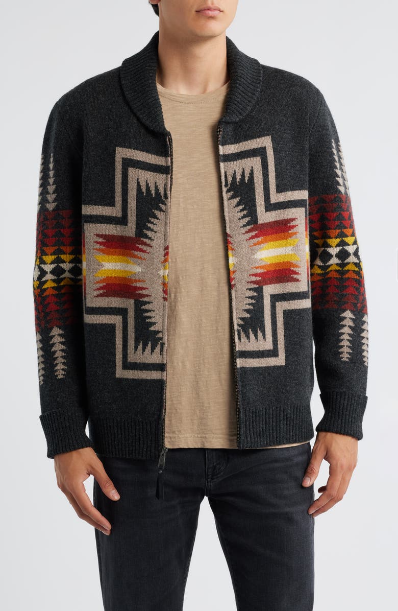 Pendleton Harding Zip Cardigan, Main, color, Harding Oxford