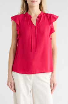 Ruffle Sleeve Tie Neck Top