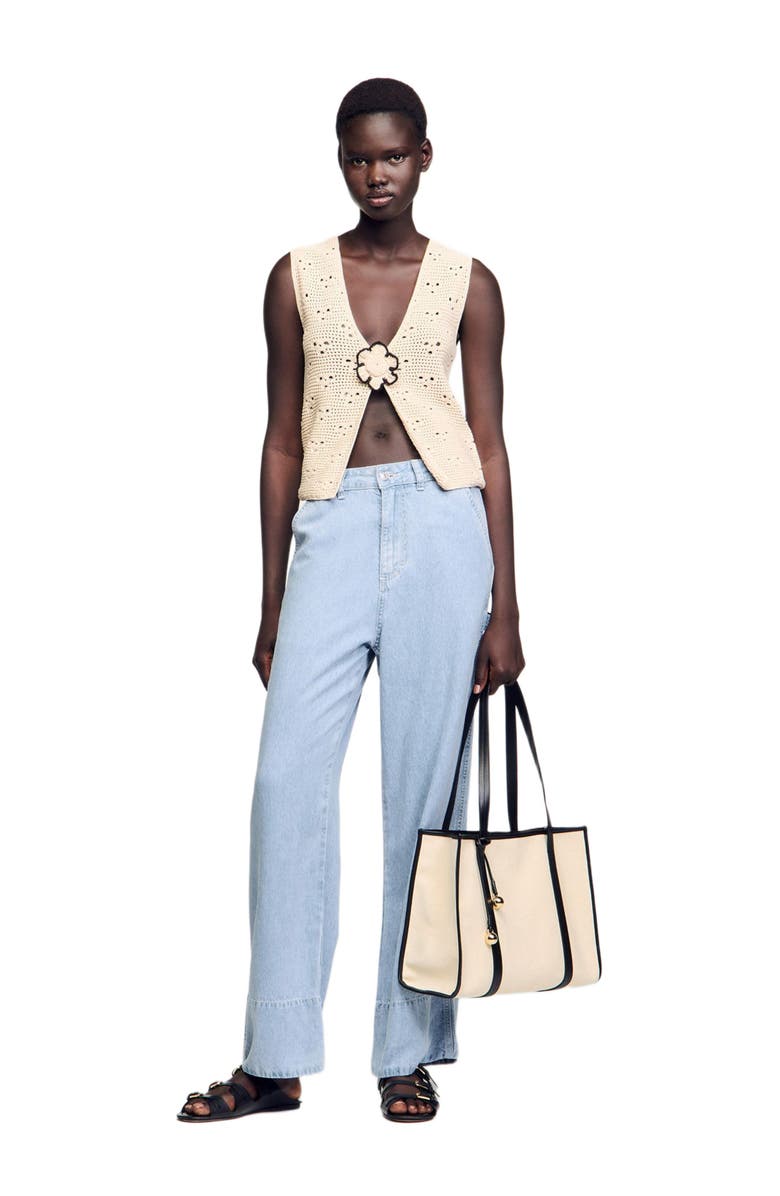 SANDRO Crochet cardigan, Alternate, color, Ecru