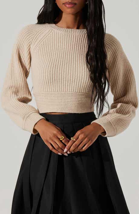 ASTR the Label Eila Bow Back Wool Blend Crop Sweater