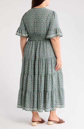 MAX STUDIO Short Sleeve V-Neck Maxi Dress Nordstromrack