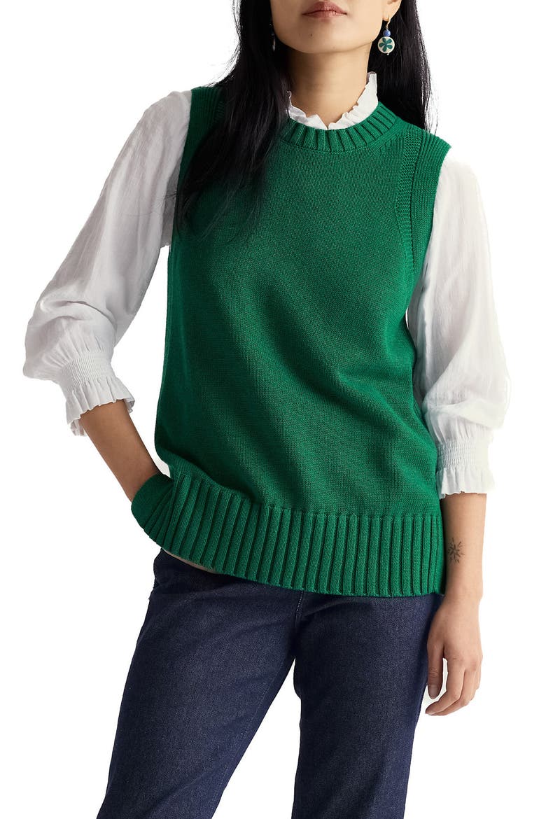 Organic Cotton Sweater Vest, Main, color, DARK STEM