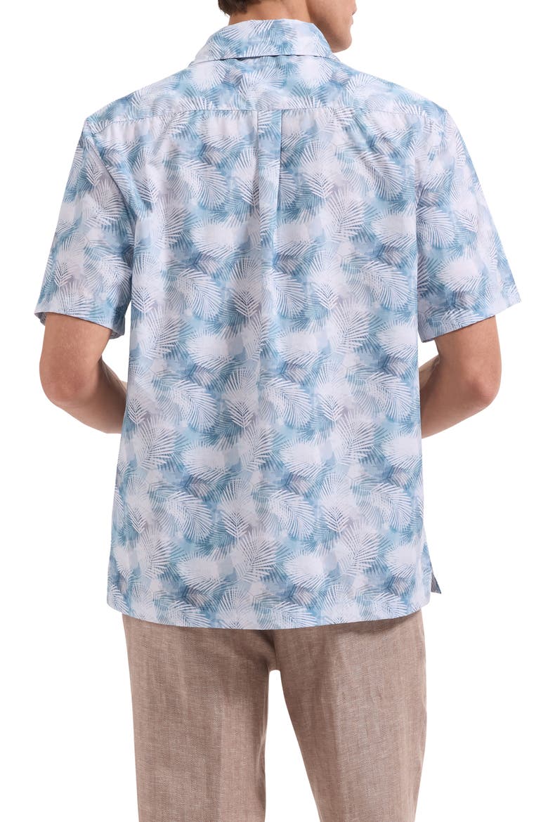 Jackson Palm Leaf Print Camp Shirt, Alternate, color, TEAL