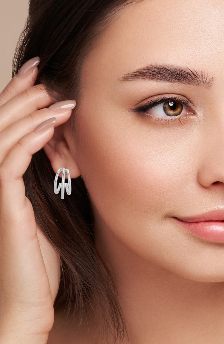 GLAZE JEWELRY Triple Hoop Earrings, Alternate, color, Silver