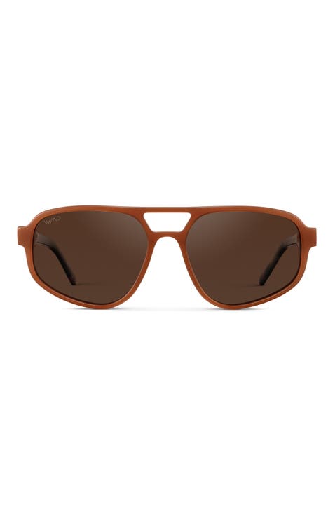 Brooklyn - 56mm Double Bridge Aviator Polarized Sunglasses