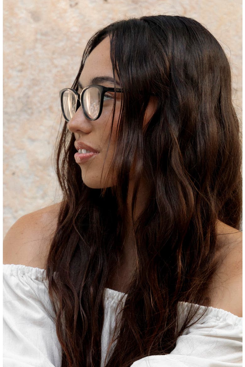 Kahala 53mm Low Bridge Cat Eye Optical Glasses, Alternate, color, BLACK LAVA / CLEAR LENSES