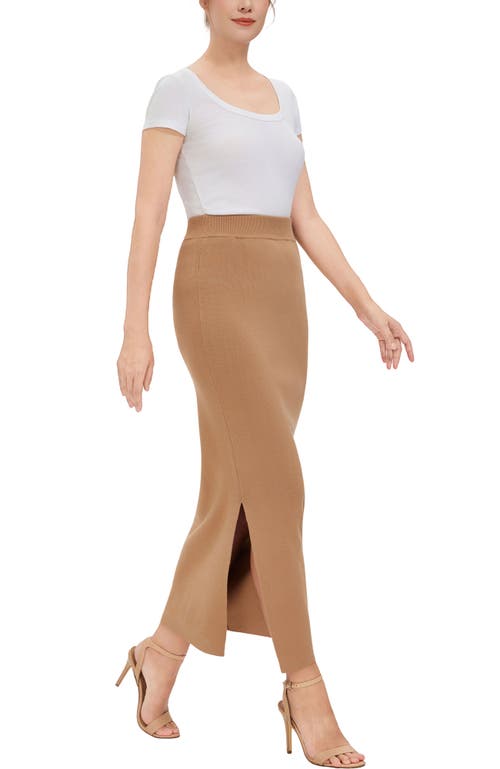 Kimi & Kai Side Slit Knit Maxi Skirt In Gold