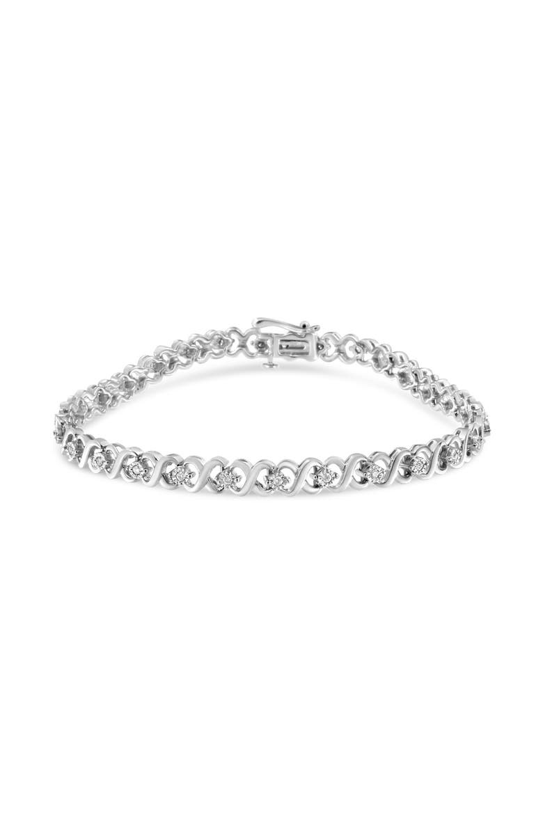 Silver 1/3 Cttw Miracle Plate Diamond Infinity Link Bracelet, Main, color, White