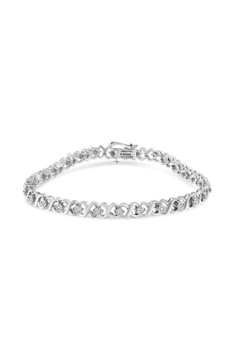 Haus of Brilliance Silver 1/3 Cttw Miracle Plate Diamond Infinity Link Bracelet, Main, color, White