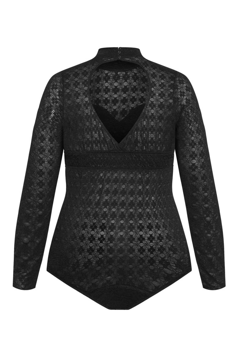 Constance Cutout Back Lace Bodysuit, Alternate, color, BLACK