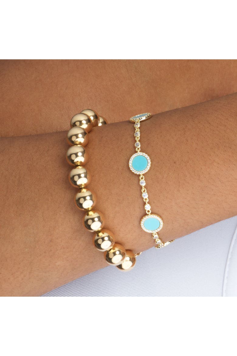 Turquoise CZ Halo Bezel Disc Bracelet, Alternate, color, Turquoise