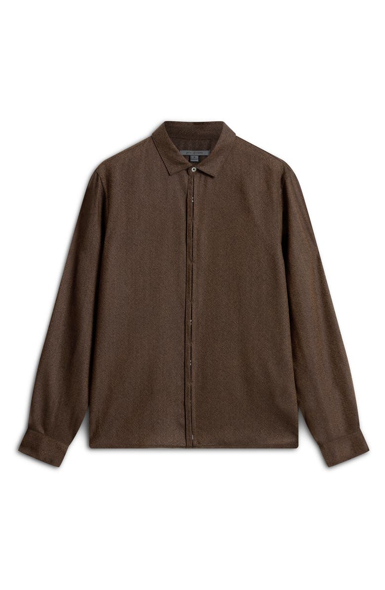 John Varvatos Pleated Placket Wool Button-Up Shirt, Alternate, color, 