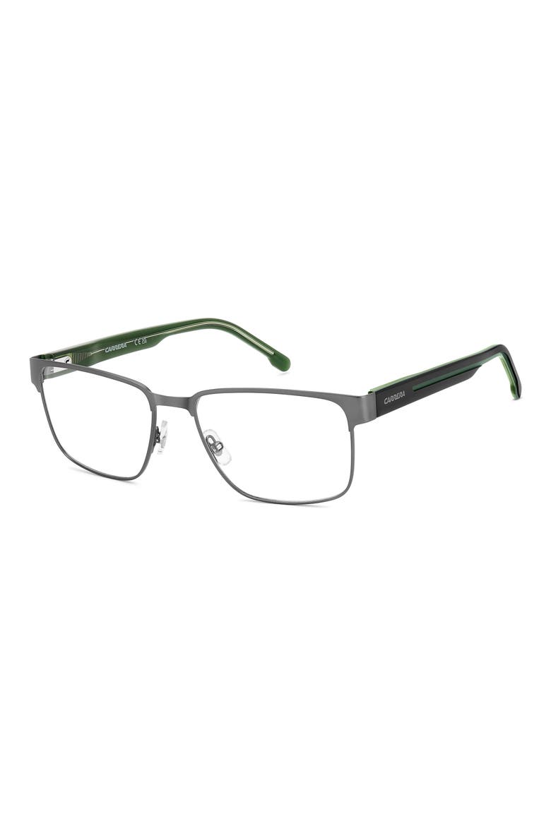 56mm Rectangular Optical Glasses, Alternate, color, MATTE DARK RUTHENIUM GREEN