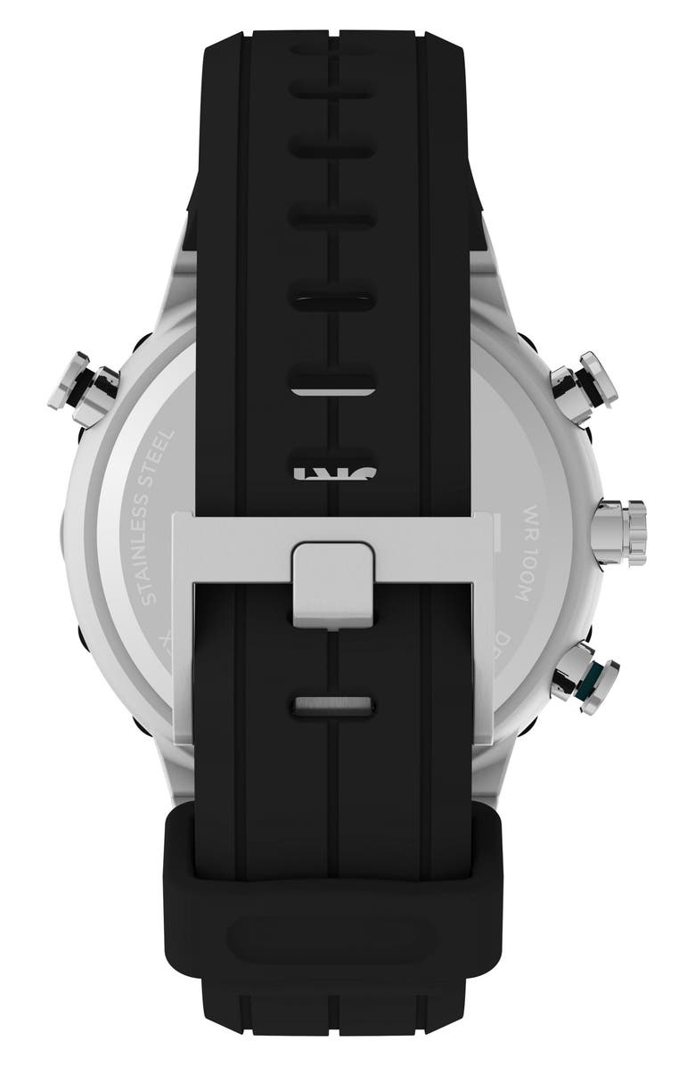 Timex<sup>®</sup> Expedition North<sup>®</sup> Tide-Temp-Compass Chronograph Silicone Strap Watch, 45mm, Alternate, color, Black