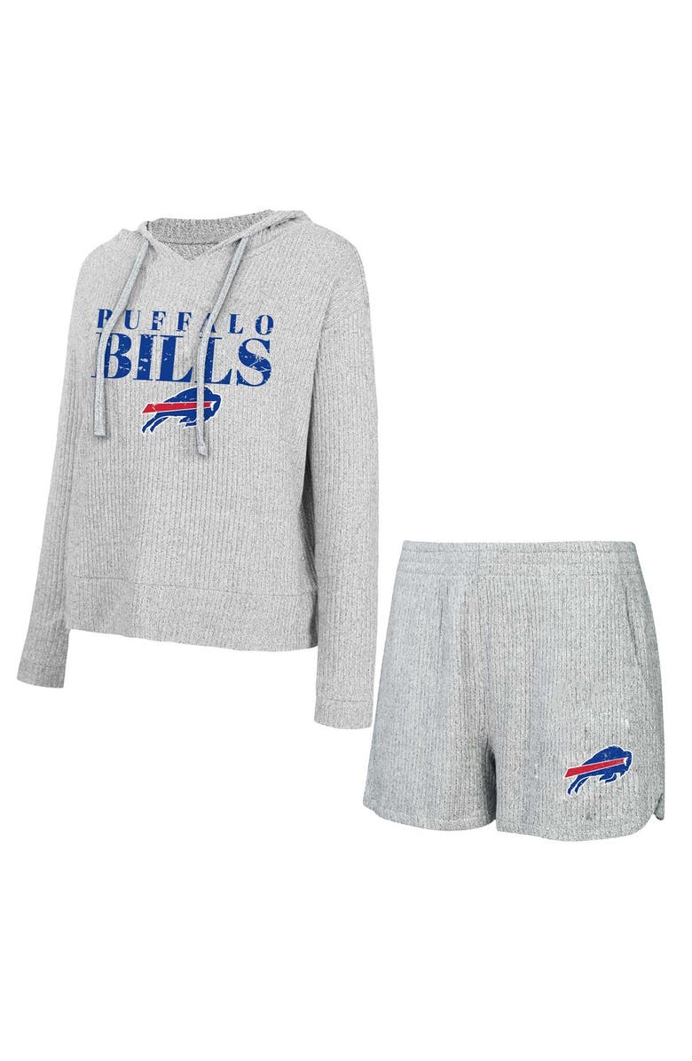 CONCEPTS SPORT Women's Concepts Sport Gray Buffalo Bills Juniper Long Sleeve Hoodie T-Shirt & Shorts Set, Main, color, 