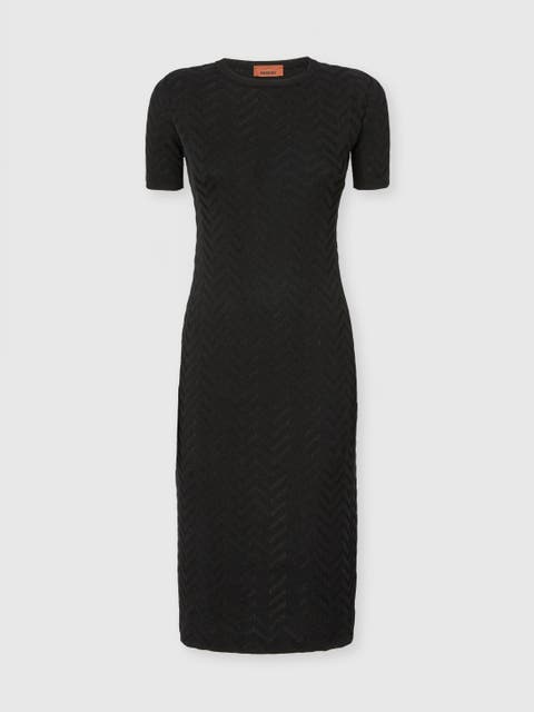 Chevron Cotton And Viscose Longuette Dress