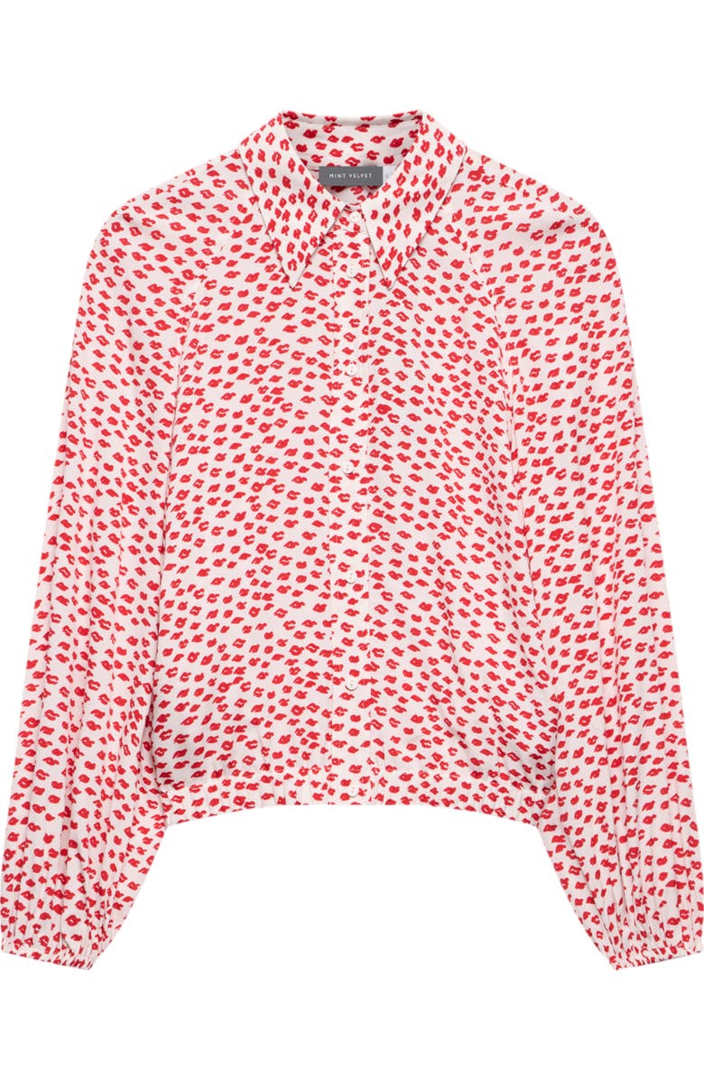 MINT VELVET Lips Print Crop Shirt, Alternate, color, 