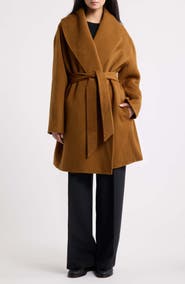 BOSS Cariby Belted Wool Blend Coat