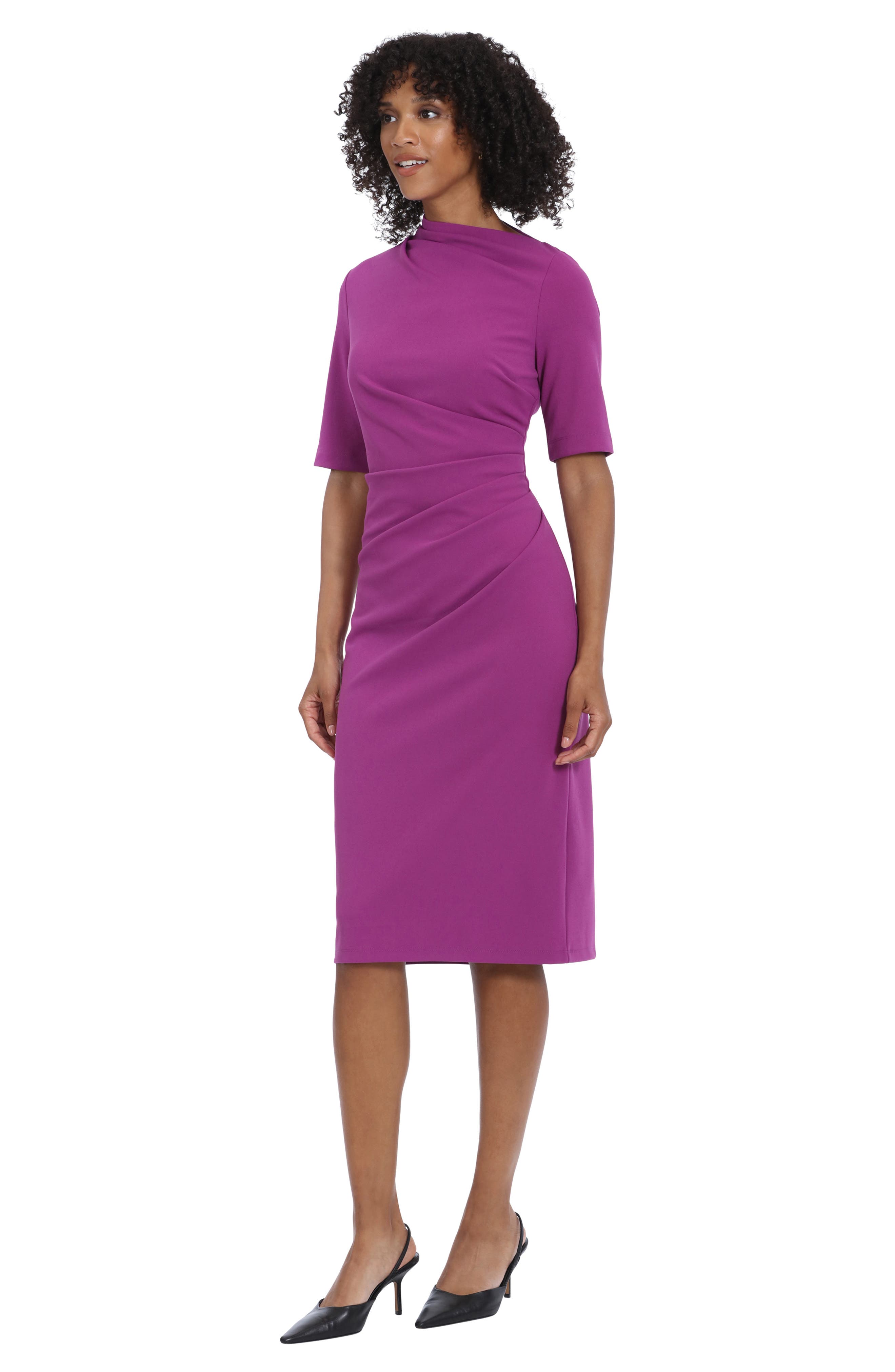 asymmetric neck sheath midi dress maggy london (Women) Size:4-5 Years (120cm)