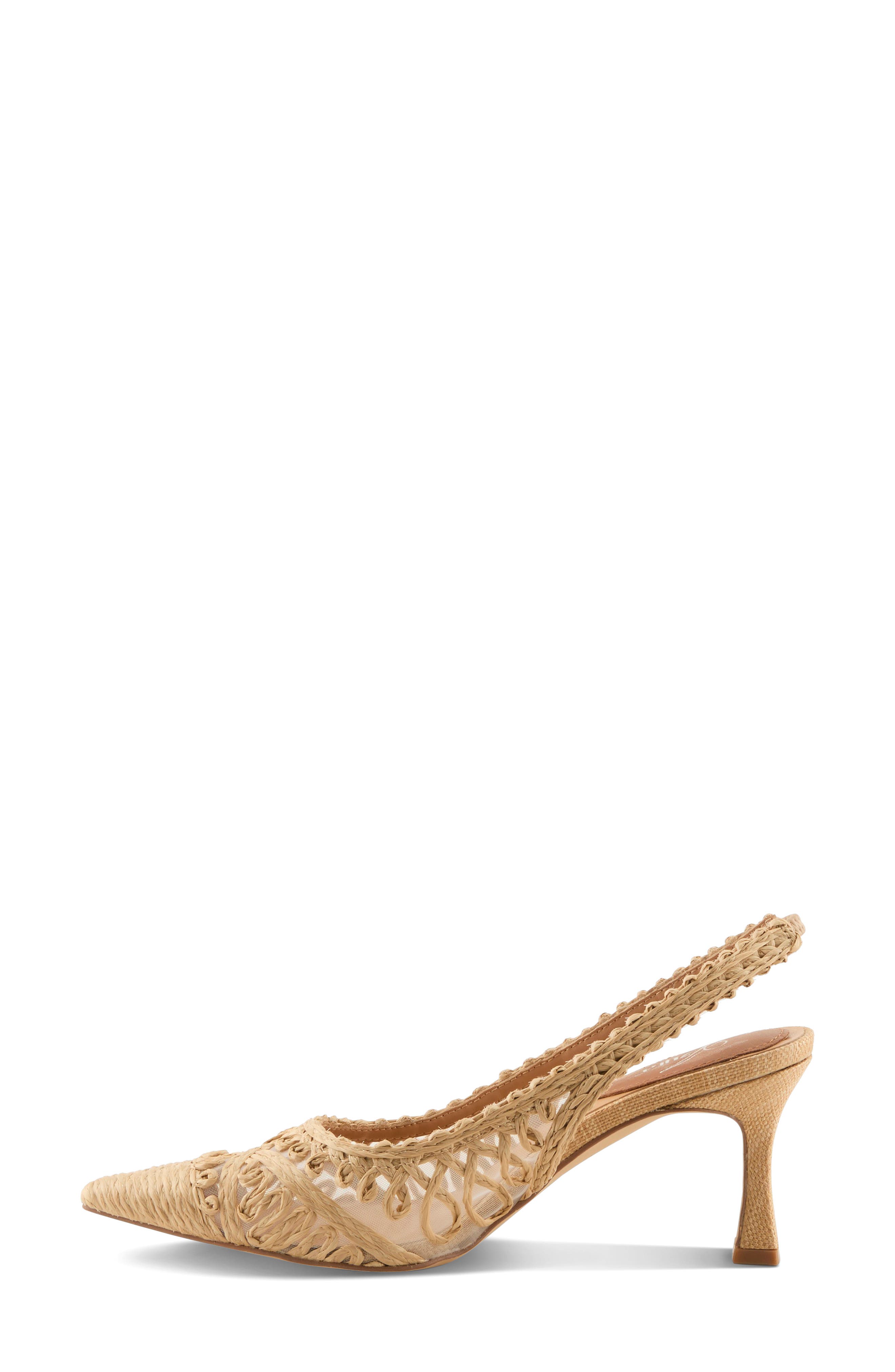 Occitania Slingback Pointed Cap Toe Pump, Alternate, color, BEIGE