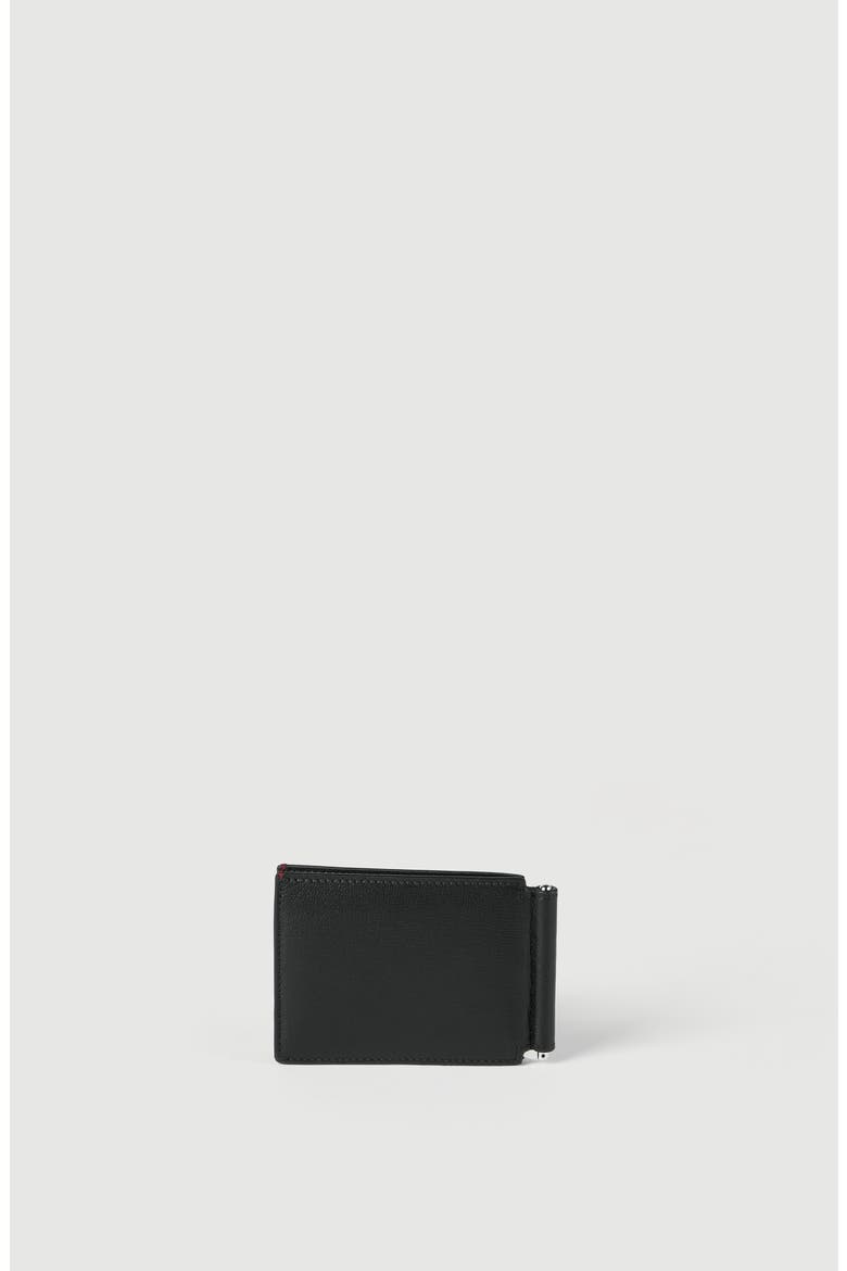Grained leather money clip wallet, Alternate, color, Black