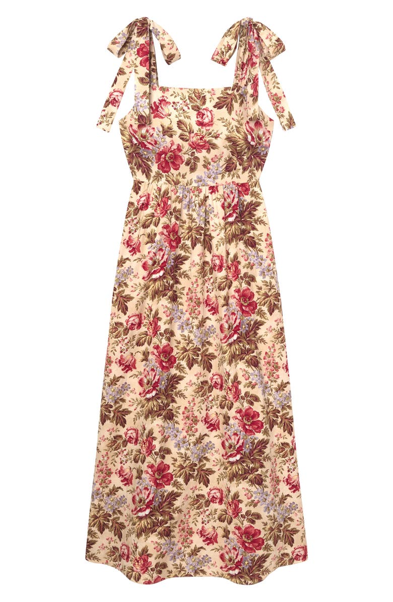 Gal Meets Glam Collection Floral Print Tie Shoulder Cotton Maxi Dress, Alternate, color, 