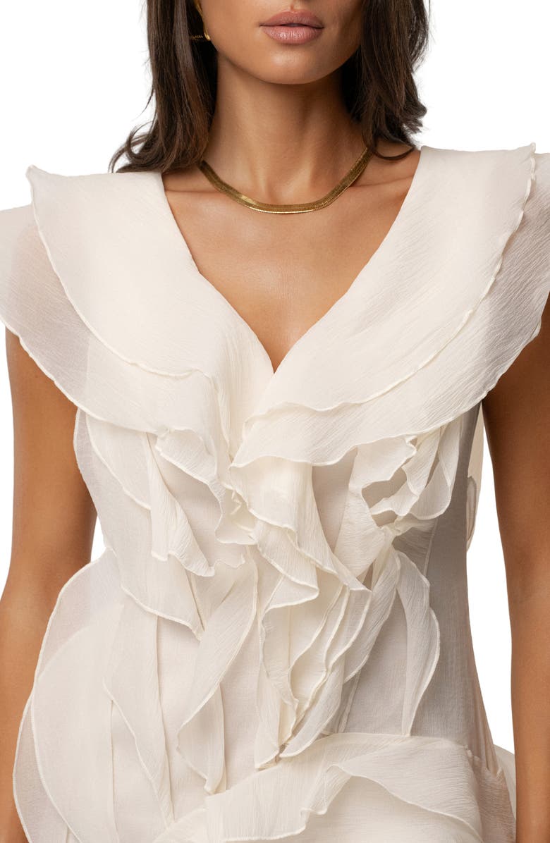 JLUXLABEL Dove Ruffle Chiffon Dress, Alternate, color, Ivory