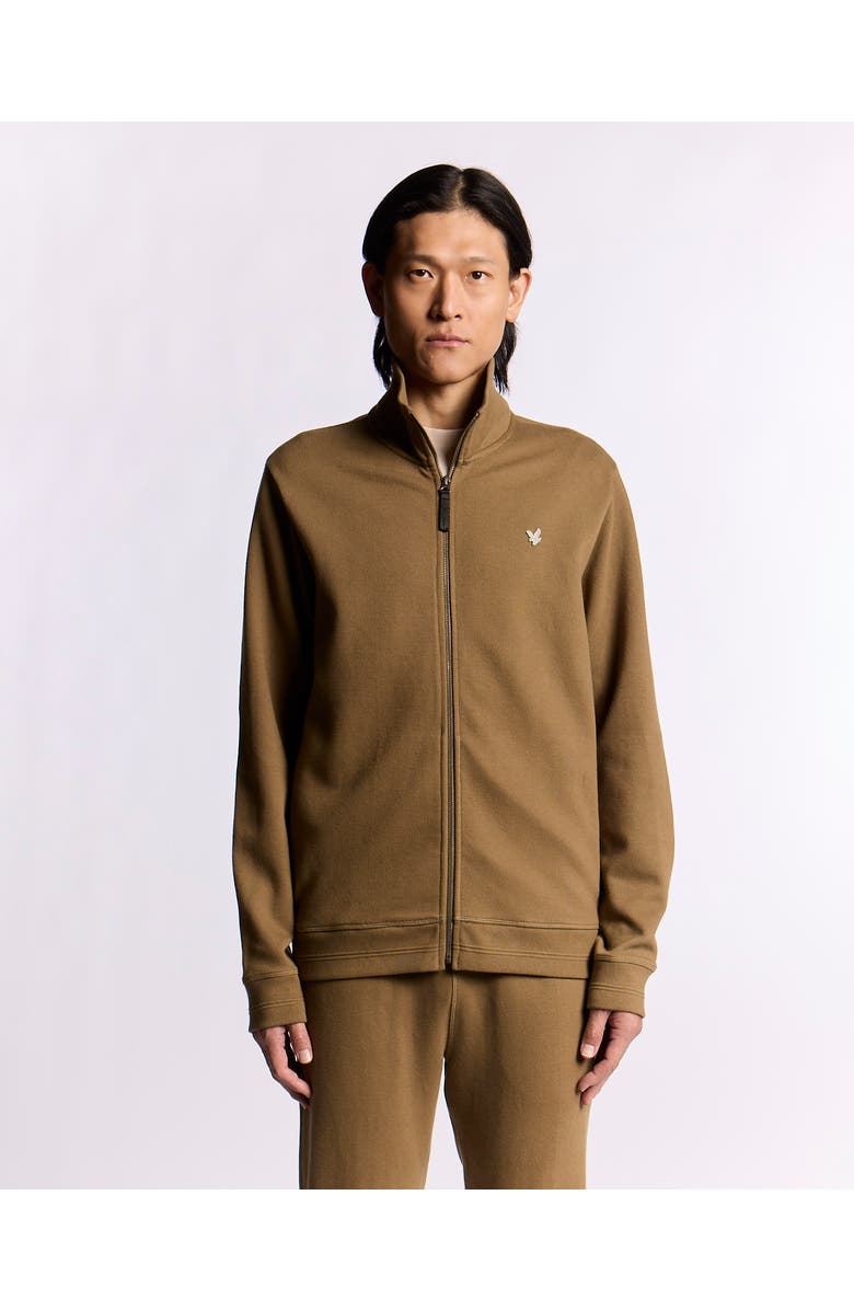 Lyle & Scott Diagonal Weave Zip Through Sweatshirt, Alternate, color, Dusky Green