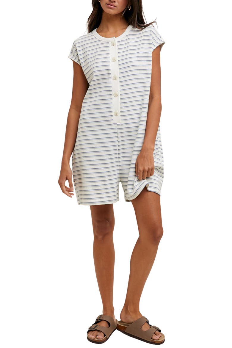 Striped Knit Romper, Main, color, BLUE COMBO