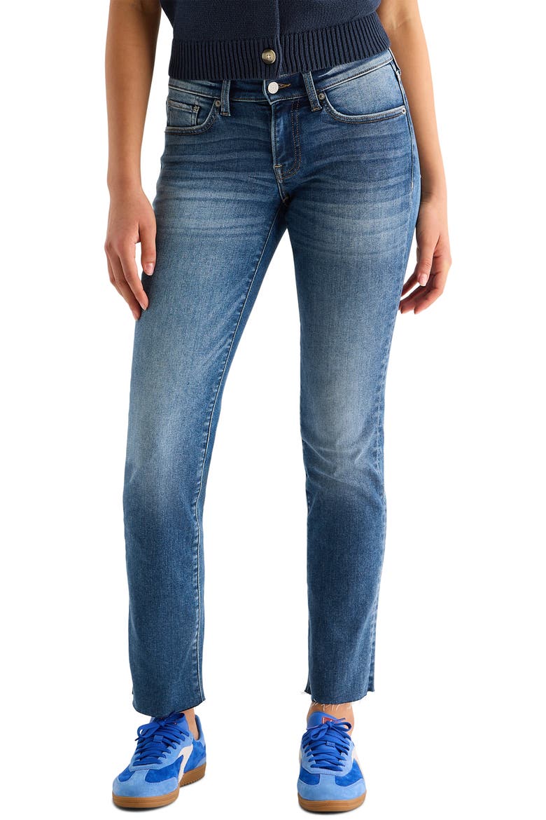 Sweet Raw Hem Mid Rise Straight Leg Jeans, Main, color, WATERFALLS