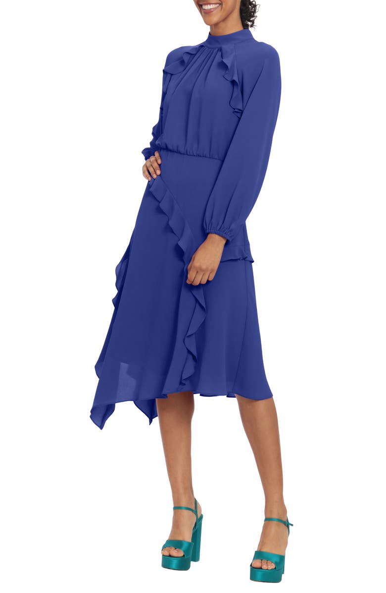 DONNA MORGAN FOR MAGGY Ruffle Long Sleeve Midi Dress, Alternate, color,