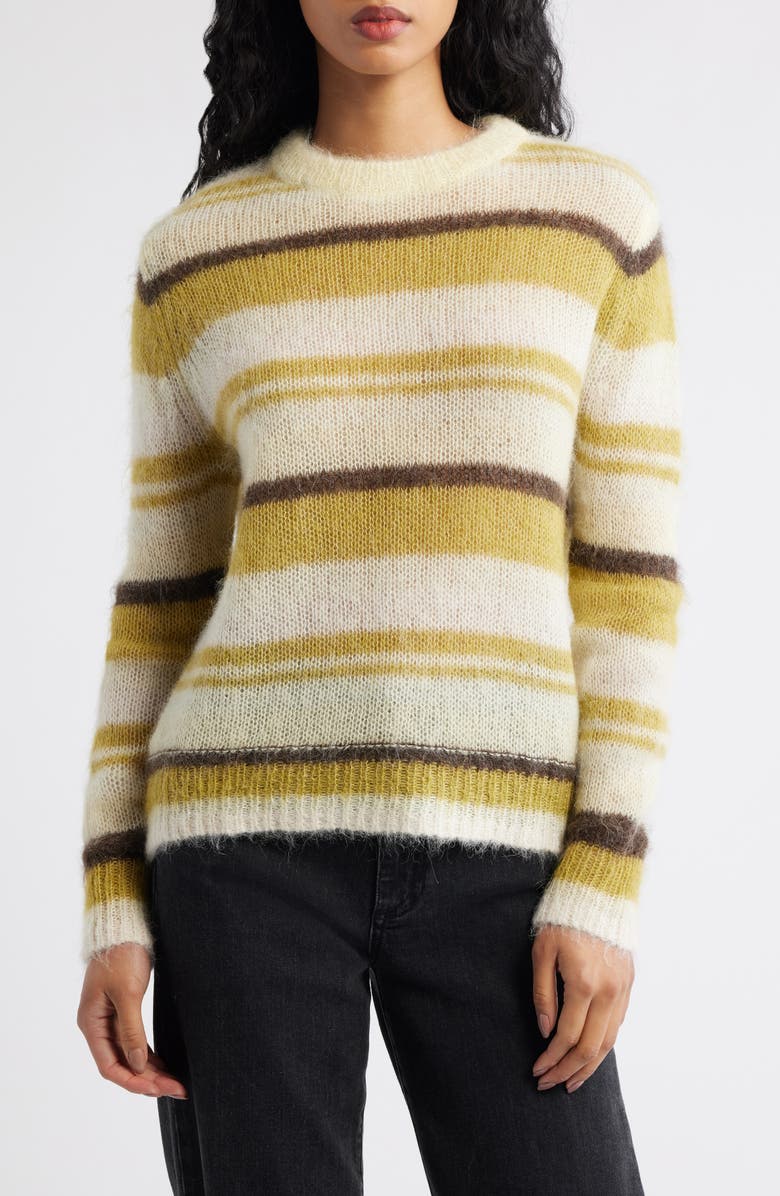 MANGO Colorin Crewneck Sweater, Main, color, Olive Green