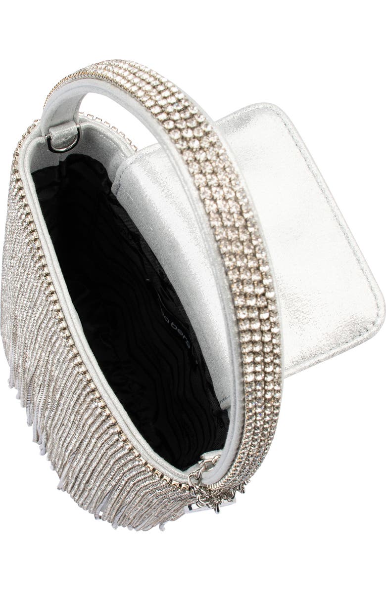 Olga Berg Billie Crystal Fringe Top Handle Bag, Alternate, color, Silver
