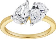 LuvMyJewelry Twin Flames 14K Gold Pear Cut Lab Grown Diamond Toi et Moi Ring - 2 ct